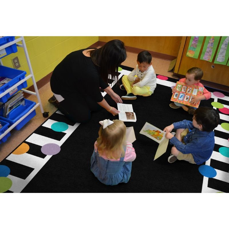 Just Teach Polka Dot Border School Rug