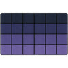 Rectangular mat with a grid pattern of alternating dark blue and purple squares on a white background