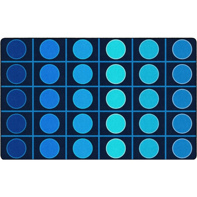 Ocean Blue Grid and Dots Seating Rug