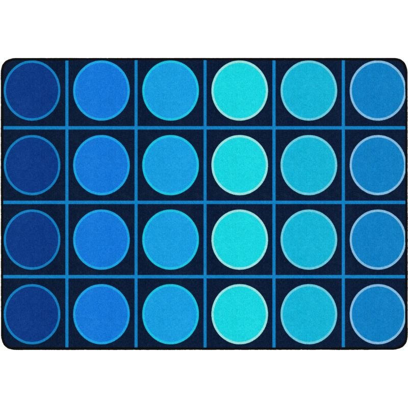 Ocean Blue Grid and Dots Seating Rug