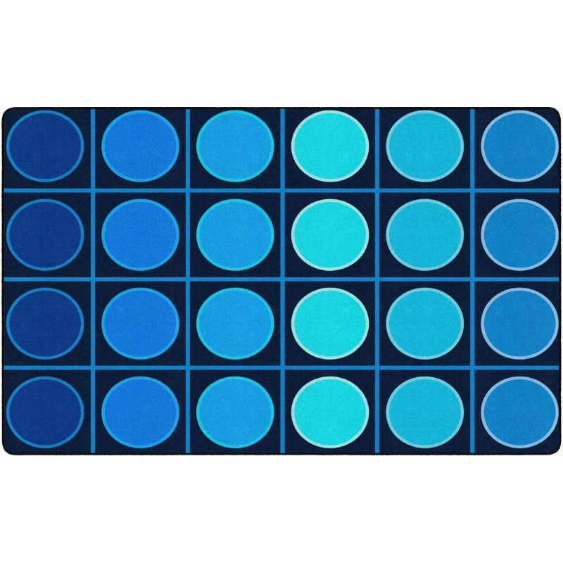 Ocean Blue Grid and Dots Seating Rug
