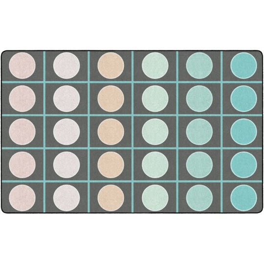 Pastel Paradise Grid and Circles Seating Rug