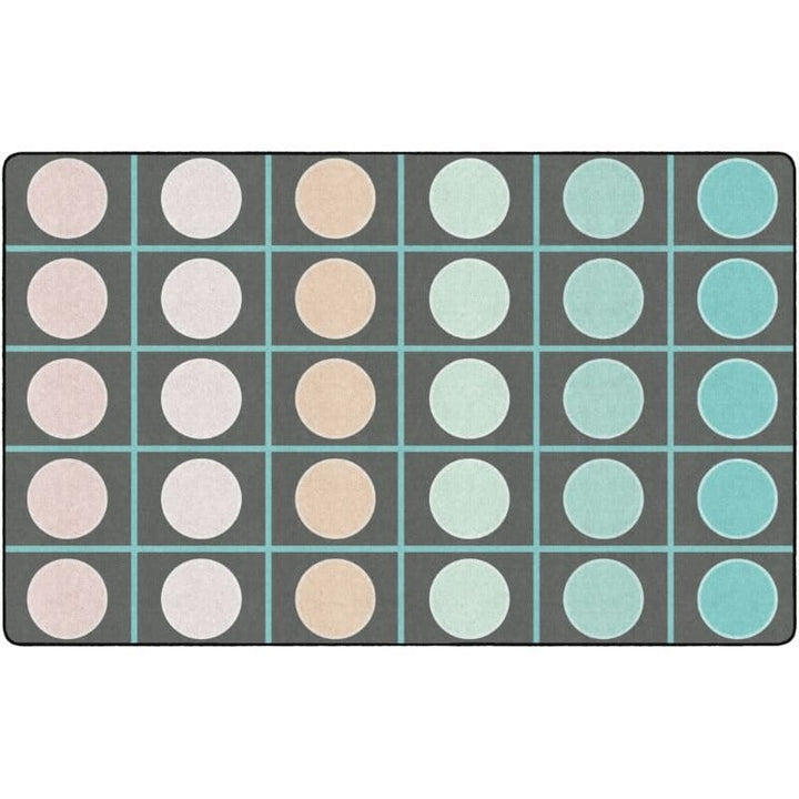Pastel Paradise Grid and Circles Classroom Rugs for Learning