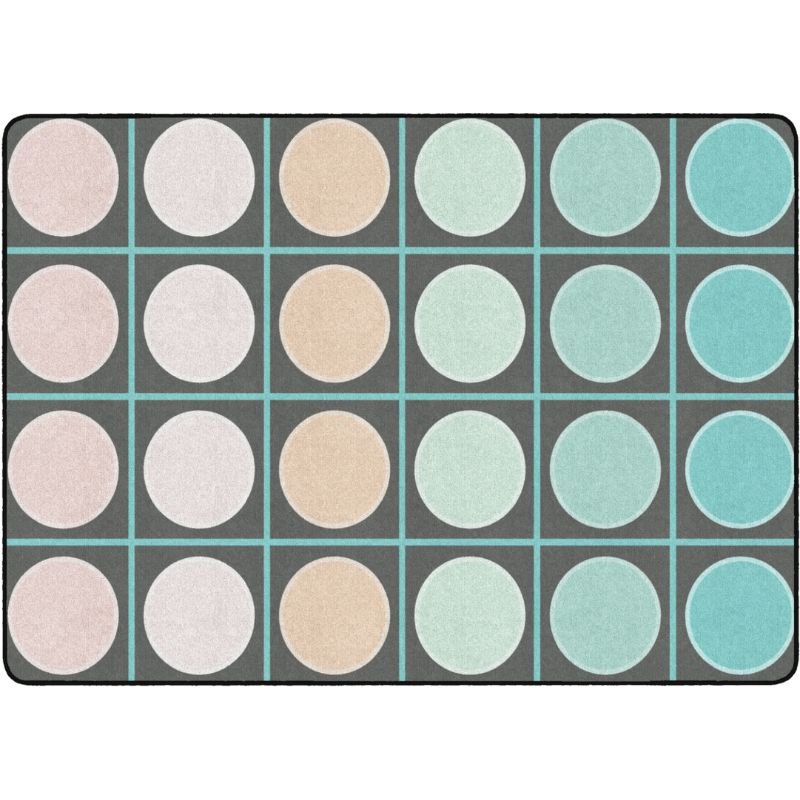 Pastel Paradise Grid and Circles Seating Rug