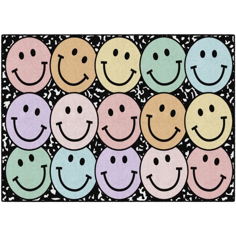Pastel Rainbow Big Smiley Faces Notebook Rug