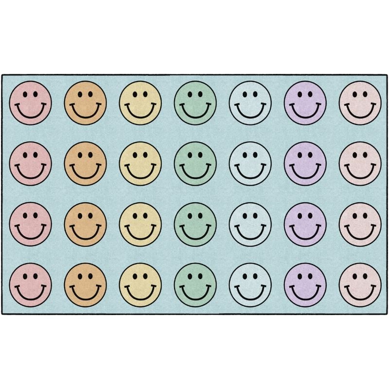 Pastel Rainbow Smiley Face Seating Rug