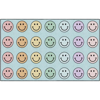 Pastel Rainbow Happy Face Seating Rug