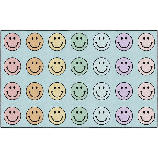 Pastel Rainbow Smiley Face Seating Rug