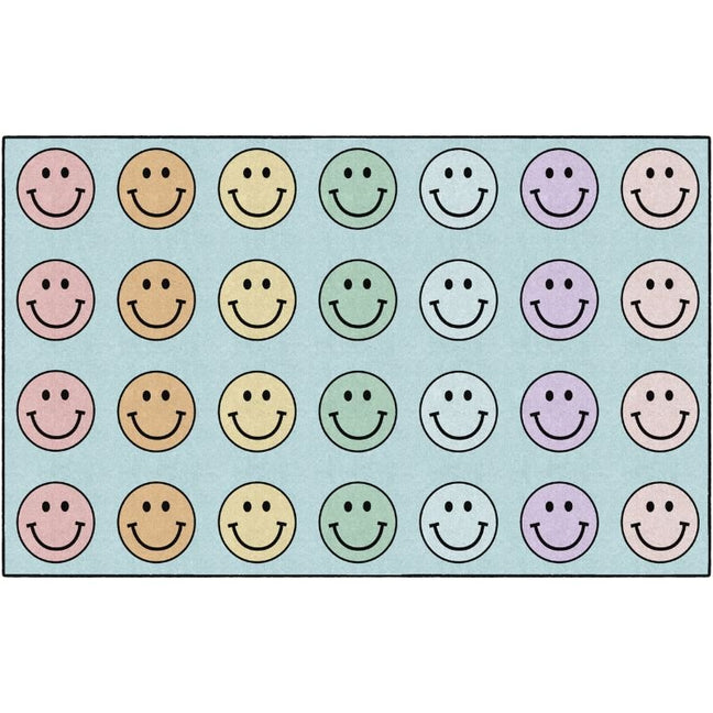 Pastel Rainbow Happy Face Seating Rug