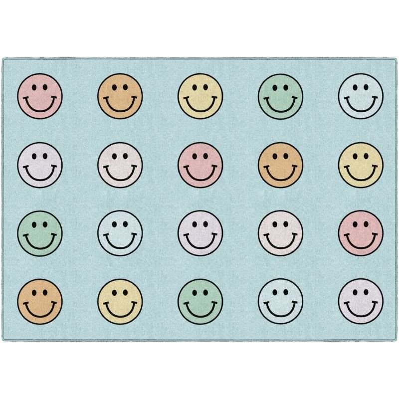 Pastel Rainbow Smiley Face Seating Rug