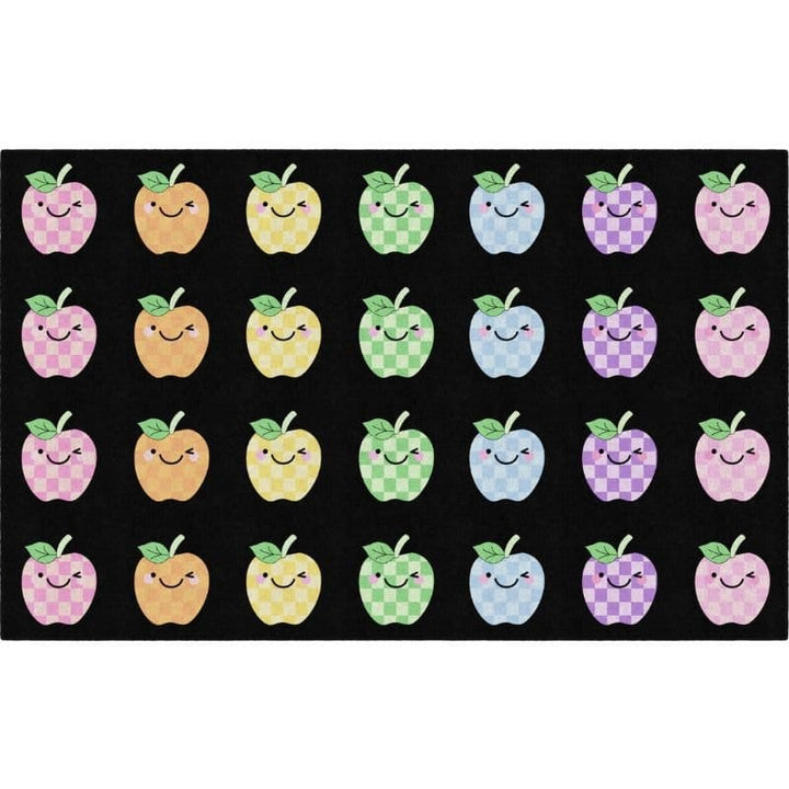 Pastel Plaid Apples School Rug for Children's Learning Areas