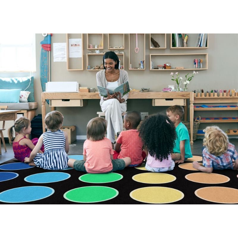 Rainbow Dots Classroom Seating Rug