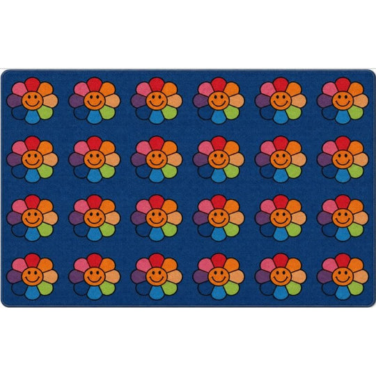 Rainbow Flowers Happy Face Seating Rug