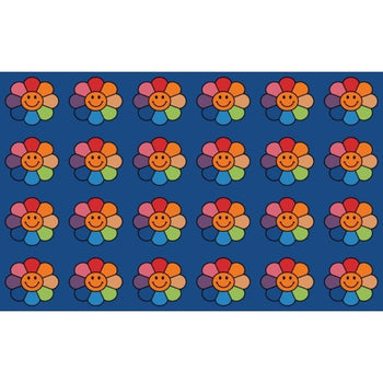 Rainbow Flowers Smiley Face Seating Rug
