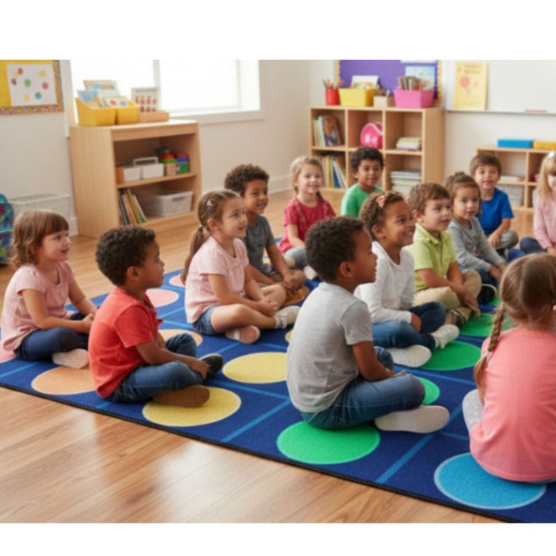 Rainbow Reverie Grid and Dots Seating Rug