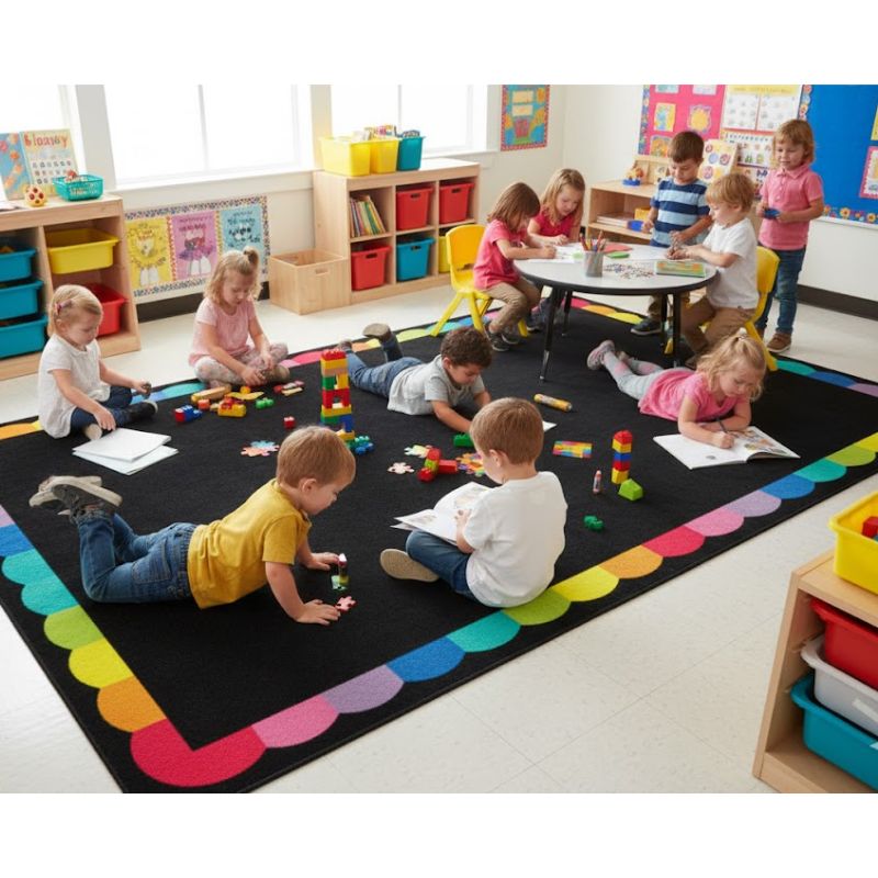 Rainbow Scallop Border Rug