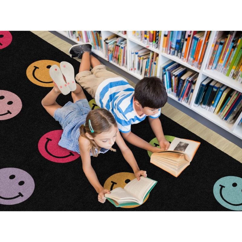 Rainbow Happy Faces Criss Cross Seating Rug