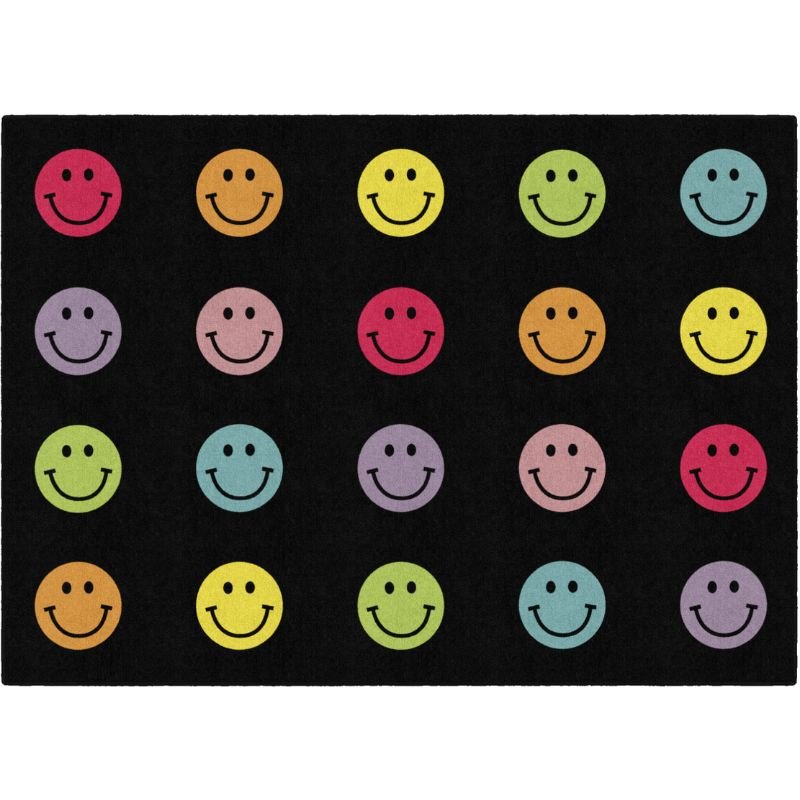 Rainbow Happy Faces Criss Cross Seating Rug