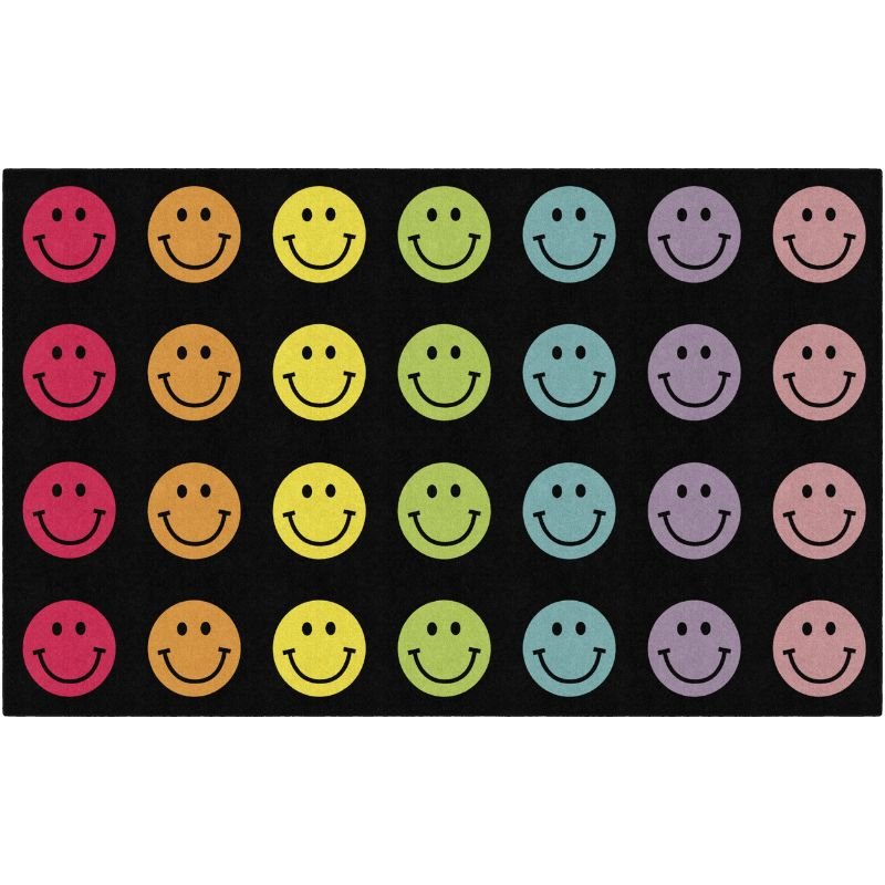 Rainbow Happy Face Criss Cross Seating Rug