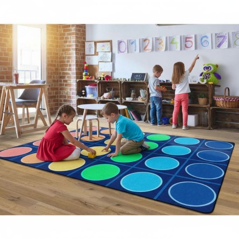 Rainbow Reverie Grid and Big Dots Rug