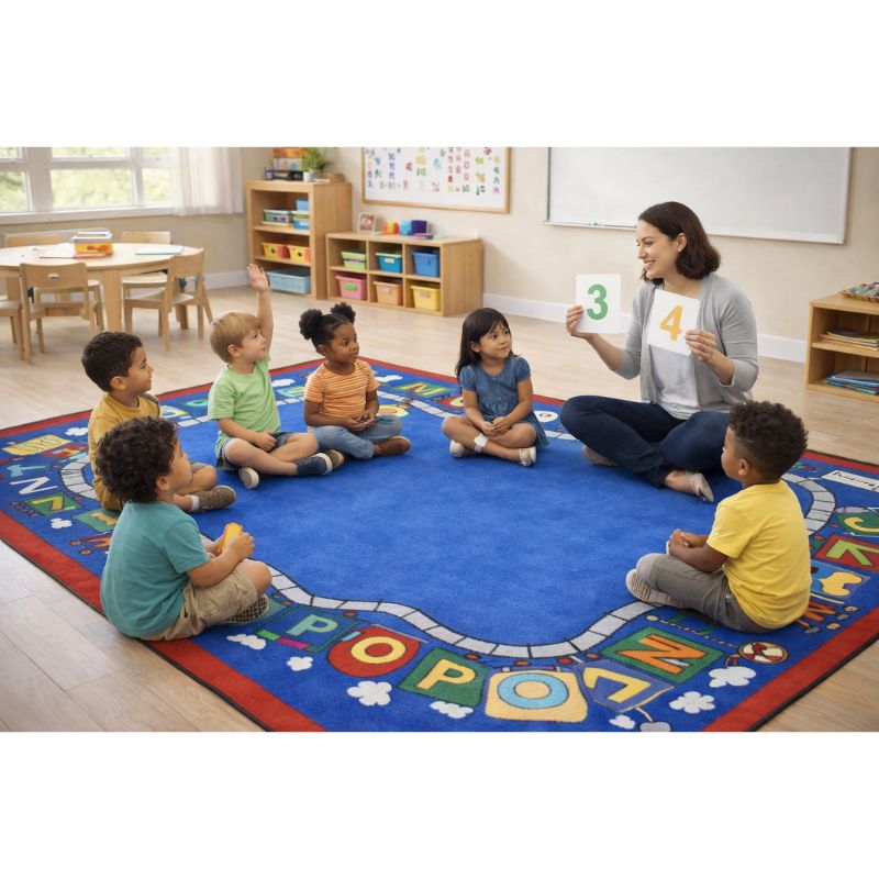 Reading Train Alphabet School Rug