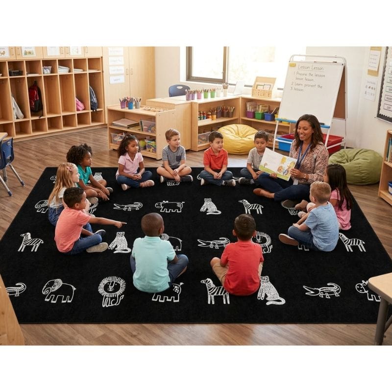 Animal Rug Classroom Safari Animals Classroom Rugs for Kids Learning Spaces