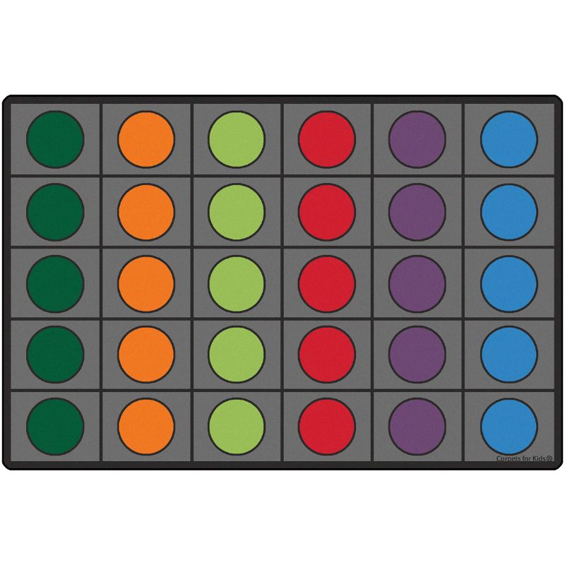 Seating Circles Gray with Colorful Circles Classroom Rug