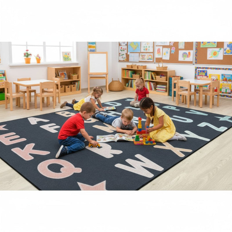 Pastel Paradise Alphabet Star Classroom Rug