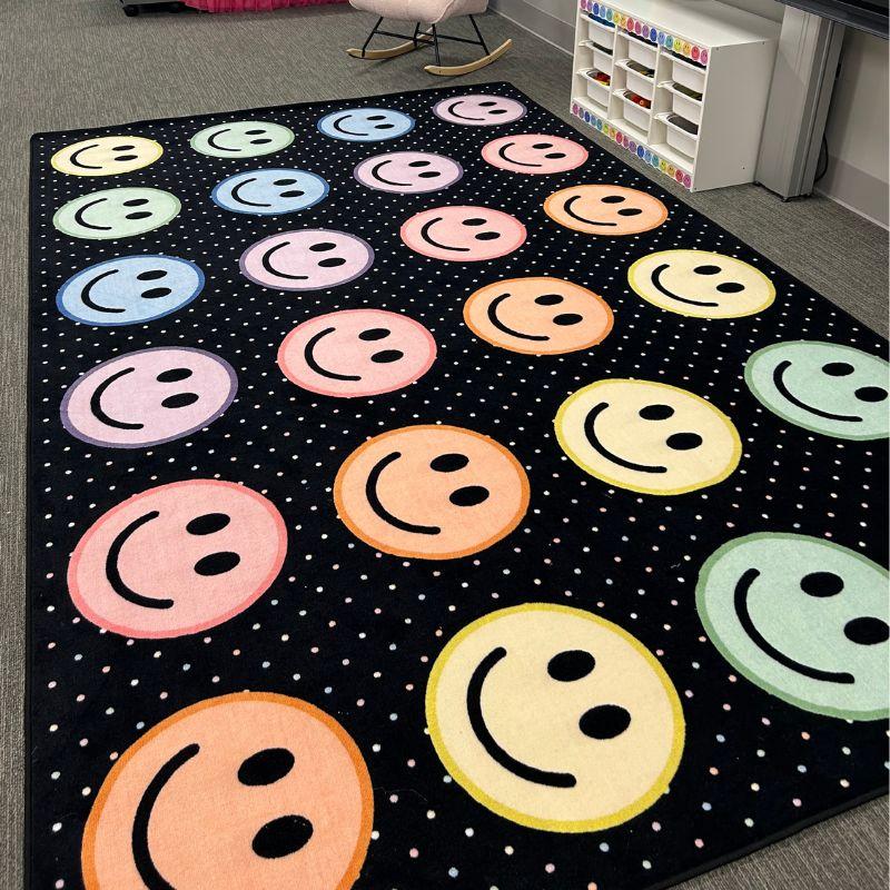 Smiley Seating Pastel On Black School Rug