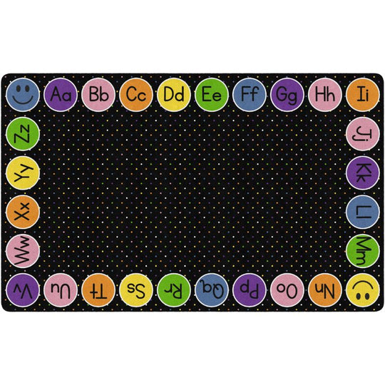 Smiley ABC's Border on Black Classroom Rug
