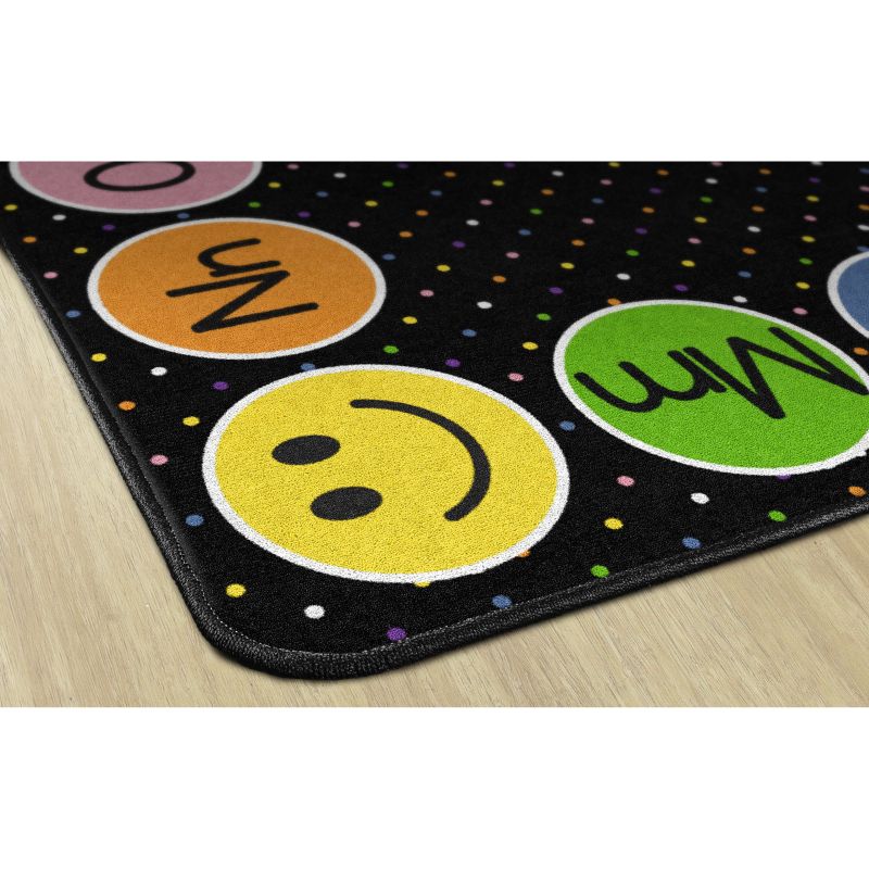 Smiley ABC's Border on Black Classroom Rug