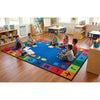 sunny day shapes and alphabet classroom  rug