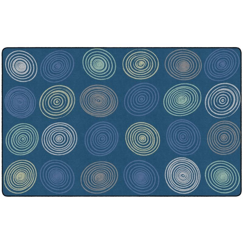 Teal Blue Calming Circles Seating Rug