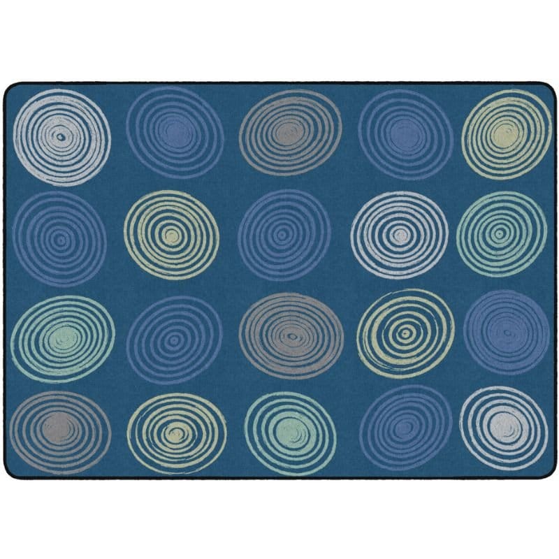 Calming Rug Teal Blue Calming Circles Classroom Rug for Cozy Learning