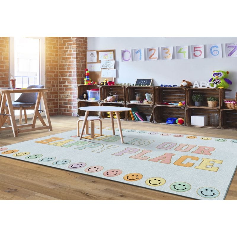 This is Our Happy Place Smiley Face Rug