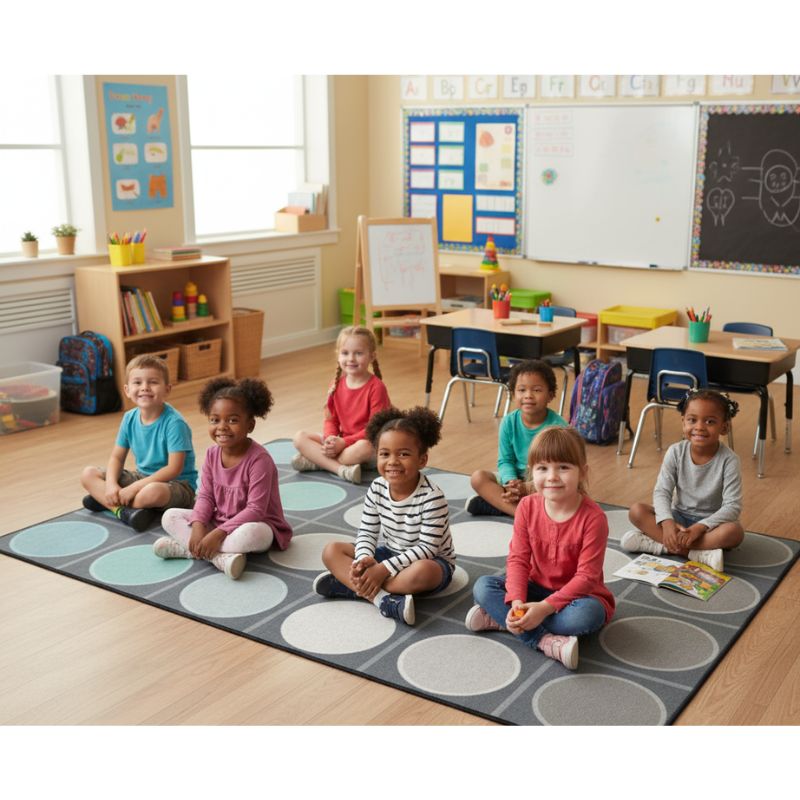 Tranquil Tundra Circle and Grid Seating Rug