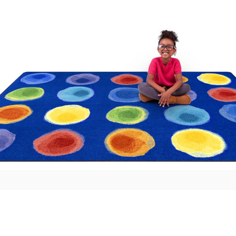 The Watercolor Spots Seating Rug is the perfect addition to any classroom that values functionality and organization.