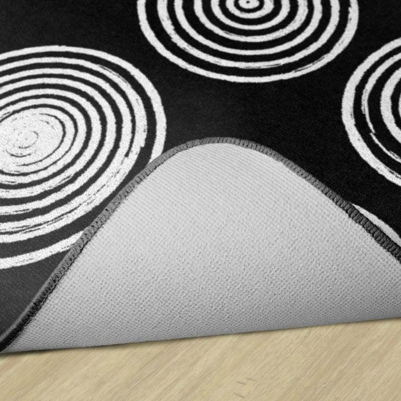 Circles Black and White Rug