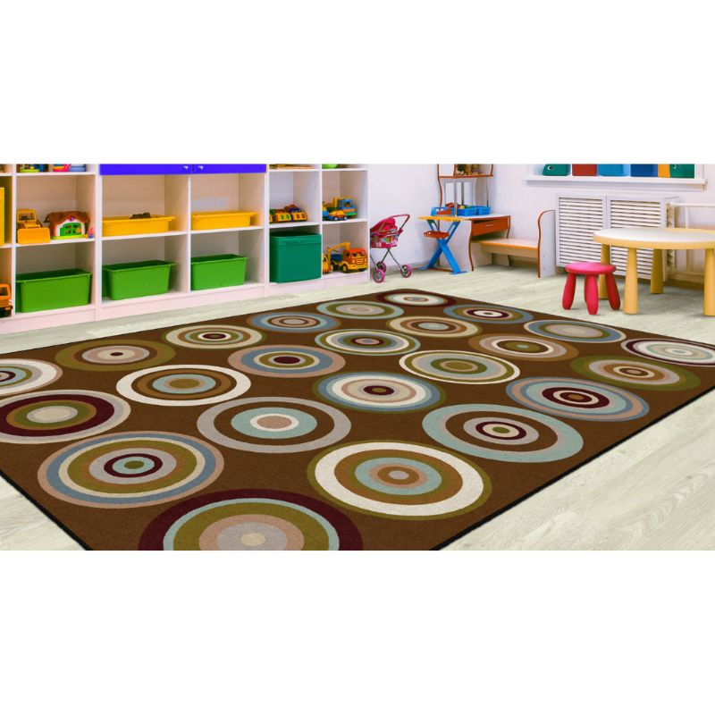 Color Rings Rug in Earth Tones for Classrooms