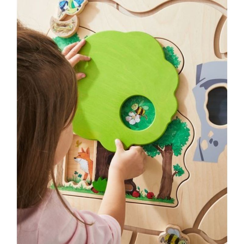 HABA Sensory Wall - Colorful Squares Wall Game, Wall Panel Toys