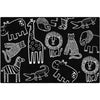 Safari Animals Black and White Classroom Rug
