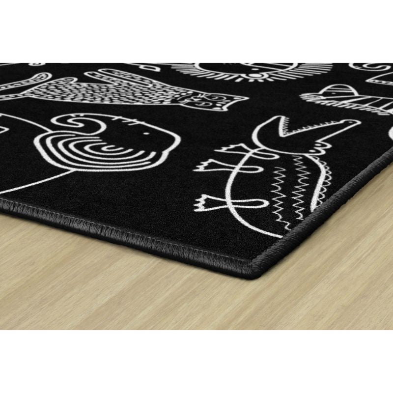 Simply Safari Animals Black and White Rug