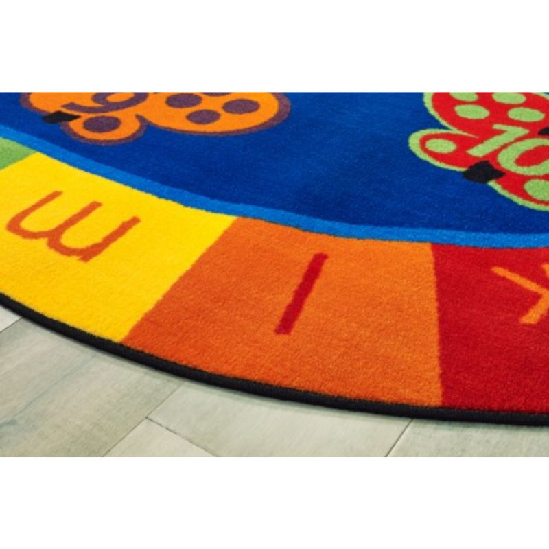 The 123 ABC Butterfly Fun Oval Rug is a beautifully designed learning rug with vibrant colors and a nature motif 