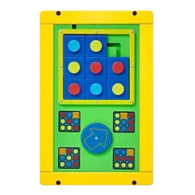 The Tic Tac lets you spin to complete a puzzle or play the traditional version and make matching rows. A great fit for places with limited floor space but has a lot of children visiting. Keeping kids busy with wall panel games is a great way to entertain the children without making the wait unpleasant for parents and other adults. 