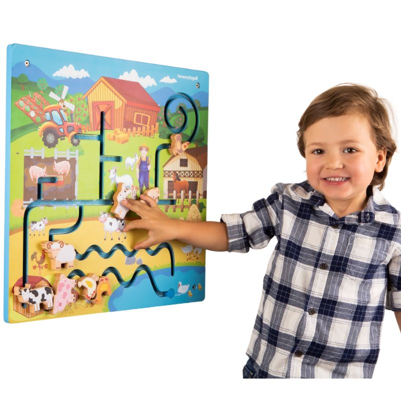 Wall Toys for Toddlers – on The Farm Wall Activity Play Panel - Busy Board Sensory Wall for Fine Motor Skills Hand-eye Coordination - Mounted Wall