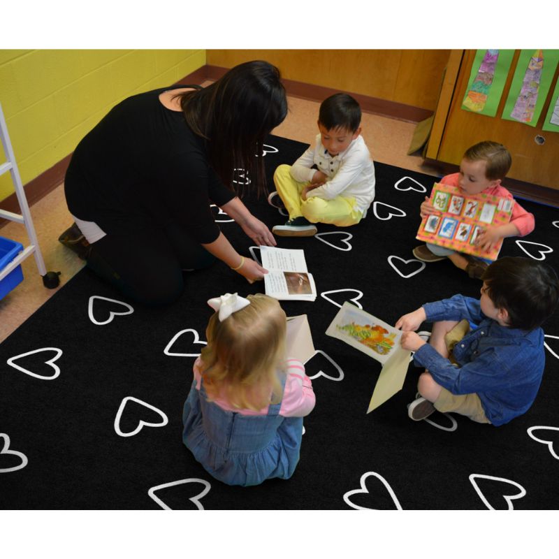 Simply Stylish Boho Hearts Classroom Rug 