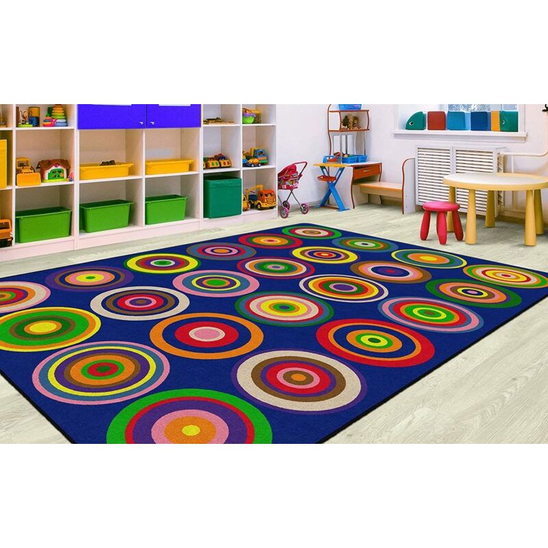 The Color Rings Indigo Seating Rug has an assigned space for students in your classroom. The circles have different shapes and make it fun for kids to find their favorite. 