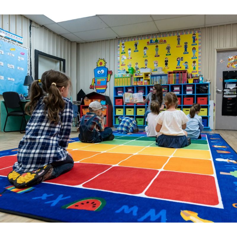 The Fun with Phonics Classroom Rug helps teach children the alphabet while providing plenty of wiggle room. 