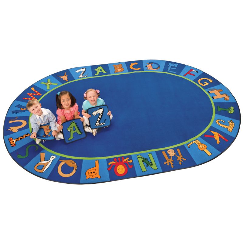 A to Z Animals Oval Rug