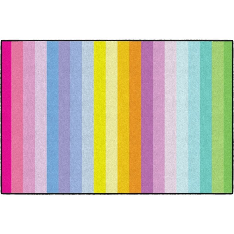 Vertical Rainbow Stripes Classroom Rug